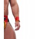 Mister B Leather Circuit Wrist Wallet Zip Red Yellow bracciale con portafoglio interno con zip in leather pelle