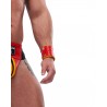 Mister B Leather Circuit Wrist Wallet Zip Red Yellow bracciale con portafoglio interno con zip in leather pelle