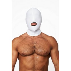 Mister B Lycra Cocksucker Hood White maschera cappuccio con foro per la bocca