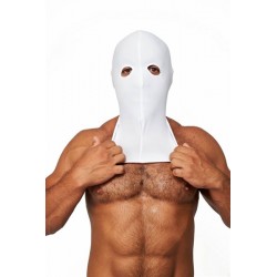 Mister B Lycra Cocksucker Hood White maschera cappuccio con fori per gli occhi