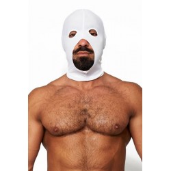 Mister B Lycra Cocksucker Hood White maschera cappuccio con fori per gli occhi