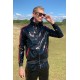 Mr Riegillio PVC Tracksuit Jacket Red Stripes giacca tuta con zip in PVC lucido con riche