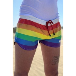 Mr Riegillio MR. Pride Mini Short Striped calzoncini arcobaleno gay pride in pelle artificiale