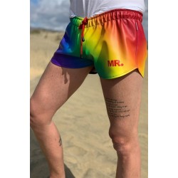 Mr Riegillio MR. Pride Mini Short Faded calzoncini arcobaleno gay pride in pelle artificiale