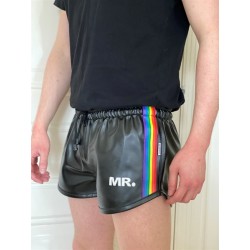 Mr Riegillio MR. Pride Mini Short Faded calzoncini arcobaleno gay pride in pelle artificiale