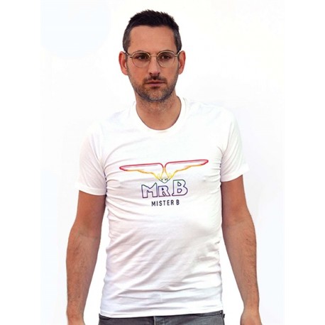 Mister B Pride Rainbow T-shirt White maglietta logo arcobaleno gay pride