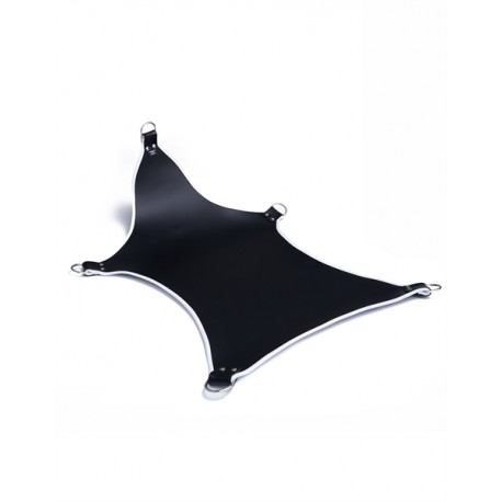 Mister B Basic Sling Black With White Piping sling leather in pelle nero e bordino bianco