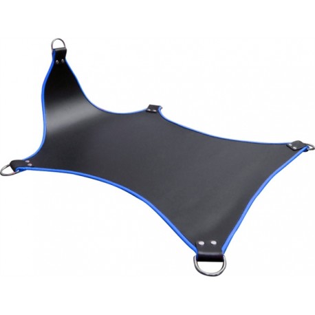 Mister B Basic Sling Black With Blue Piping sling leather in pelle nero e bordino blue