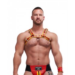 Mister B Leather Circuit Harness Red Yellow in leather pelle