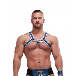 Mister B Leather Circuit Harness Blue White in leather pelle