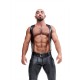 Mister B Leather Muscle Vest Fist Black Red gilet in leather pelle