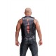 Mister B Leather Muscle Vest Fist Black Red gilet in leather pelle