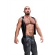 Mister B Leather Muscle Vest Fist Black Red gilet in leather pelle