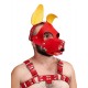 Mister B Leather Circuit Shaggy Dog Hood Red Yellow testa di cane maschera in pelle