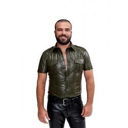 Mister B Sheep Leather Police Shirt Green camicia stile polizia in pelle