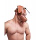 Mister B Leather Floppy Dog Hood Stitched Brown testa di cane maschera in pelle