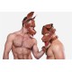 Mister B Leather Floppy Dog Hood Stitched Brown testa di cane maschera in pelle