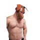 Mister B Leather Floppy Dog Hood Stitched Brown testa di cane maschera in pelle