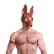 Mister B Leather Shaggy Dog Hood Stitched Brown testa di cane maschera in pelle