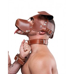 Mister B Leather Collar Stitched Brown collare in pelle marrone