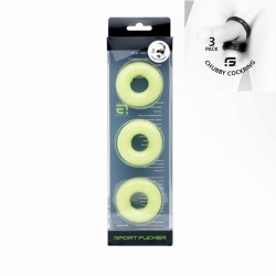 Sport Fucker Chubby Rubber Cockring Glow 3 cockrings & ball stretcher estensibili fosforescente