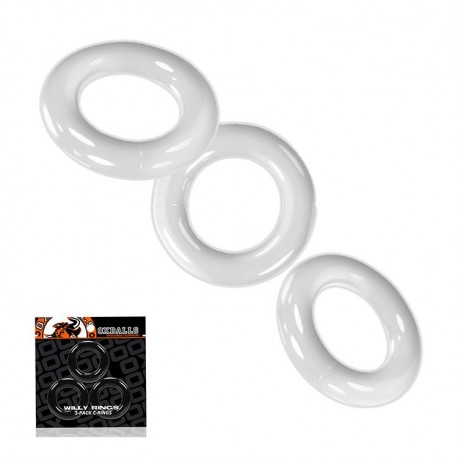 Oxballs Willy Cock Ring 3-Pack Clear confezione da 3 cockring estensibili in trasparente