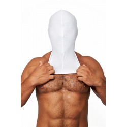 Mister B Lycra Hood No Holes White maschera cappuccio completamente chiuso senza fori