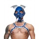Mister B Leather Circuit Floppy Dog Hood Blue White testa di cane maschera in pelle
