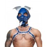 Mister B Leather Circuit Floppy Dog Hood Blue White testa di cane maschera in pelle
