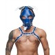 Mister B Leather Circuit Floppy Dog Hood Blue White testa di cane maschera in pelle