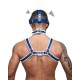 Mister B Leather Circuit Floppy Dog Hood Blue White testa di cane maschera in pelle