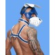 Mister B Leather Circuit Floppy Dog Hood Blue White testa di cane maschera in pelle