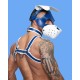 Mister B Leather Circuit Floppy Dog Hood Blue White testa di cane maschera in pelle