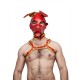 Mister B Leather Circuit Floppy Dog Hood Red Yellow testa di cane maschera in pelle