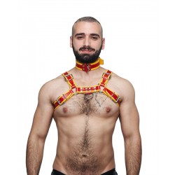 Mister B Leather Circuit Collar Red-Yellow collare in pelle