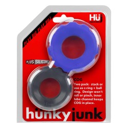 Hünkyjunk Cockring 2-Size-Pack - Black Tar + Cobalt confezione con 2 cockring anello per il pene in Silicone e TPR