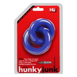 Hünkyjunk Cock & Ball Rings Duo Linked Cobalt cockring ballstretcher anello per il pene in Silicone e TPR estensibile