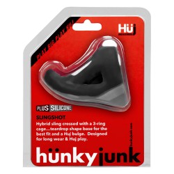 Hünkyjunk Slingshot 3 Teardrop Cocksling Black Tar cockring ballstretcher anello per il pene in Silicone e TPR estensibile