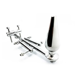 Black Label Stainless Steel Xtreme 4-In-1 Chastity Device dilatatore anale e gabbia di castità per il pene
