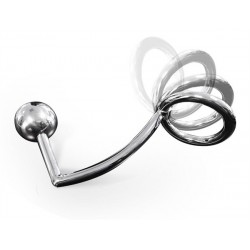 Black Label Anal Intruder Flexible Cock Ring With Screw-Off Ba plug anale con sfera e cockring 55 mm. in acciaio inox
