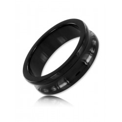 Black Label Stainless Steel Belowed C-Ring 40 mm. cockring in acciaio inox nero