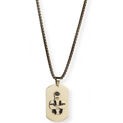 Master of the House Dog Tag Stainless Steel Gold Plating collana con pendente leather