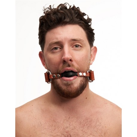 Mister B Ball Gag Brown bavaglio in pelle per restrizioni