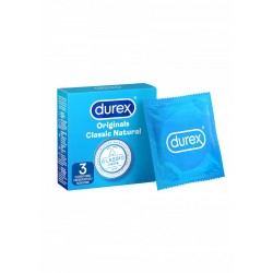 DUREX Original Classic Natural 3 pz. profilattici preservativi 56 mm. lubrificati con lubrificante a base di silicone