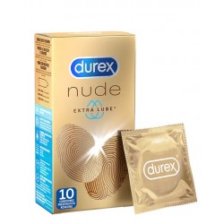 DUREX Condoms Nude Extra Lube 10 pz. profilattici preservativi extra lubrificati ultra sottili