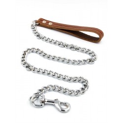 Mister B Dog Leash Chain Brown guinzaglio lungo in catena e pelle