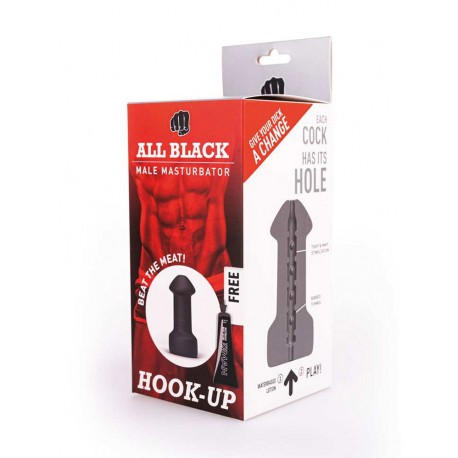 All Black Real Skin Touch Masturbator Hook-UP masturbatore