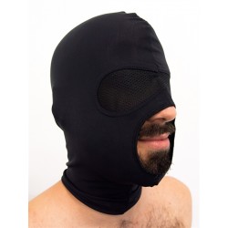 Mister B Lycra Visor Hood Black maschera cappuccio con fori bocca naso e occhi traforati