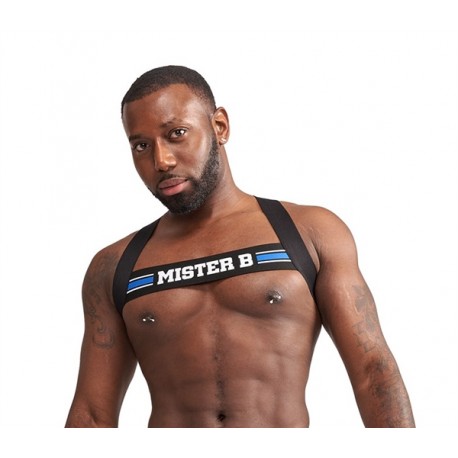 Mister B Urban Club Harness X-back Striped Blue harness in tessuto elasticizzato