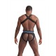 Mister B Urban Club Harness X-back Striped Blue harness in tessuto elasticizzato